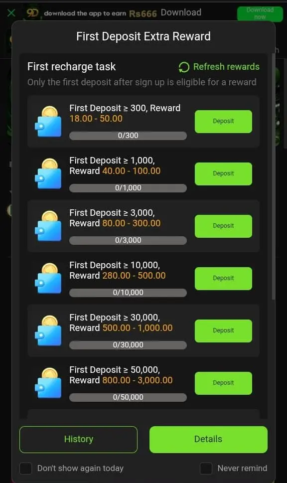 9D Games deposit bonus